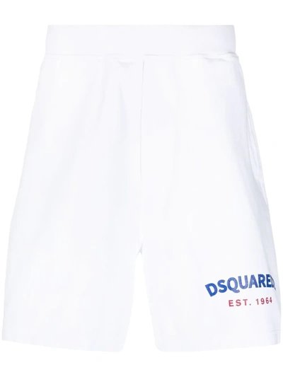 Dsquared2 Cotton Shorts With Logo Print In White