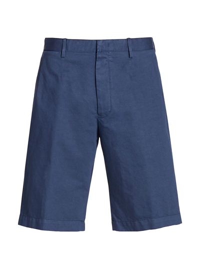 Ermenegildo Zegna Men's Solid Cotton-linen Walking Shorts In Dk Blu Sld