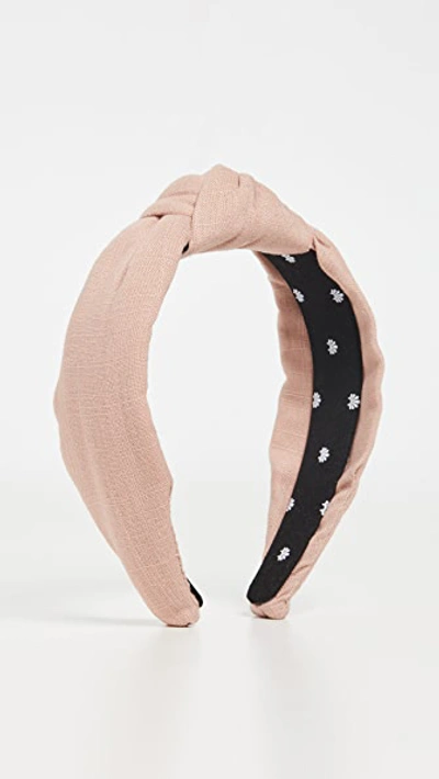 Lele Sadoughi Linen Blend Slim Knotted Headband In Pink