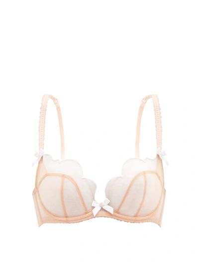 Agent Provocateur Lorna Soft-cup Embroidered Mesh Underwired Bra In Sand White