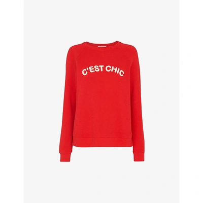 Whistles Womens Red C'est Chic Round-neck Cotton-blend Jumper S