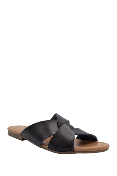 Sugar Olena Womens Faux Leather Slide On Flats In Black