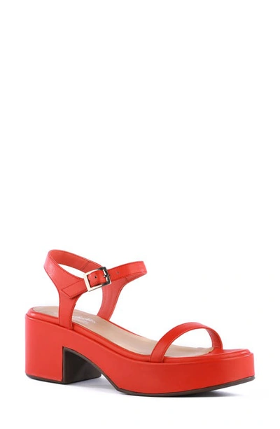 Seychelles Rest Assured Heeled Summer Sandal In Red Leather