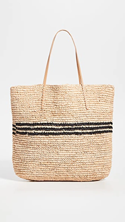 Hat Attack Luxe Stripe Tote Bag In Natural/black