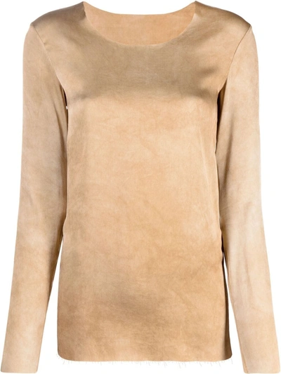 Uma Wang Distressed Long-sleeved Top In Neutrals