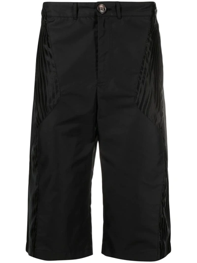 Marine Serre Stripe-print Panel Shorts In Black