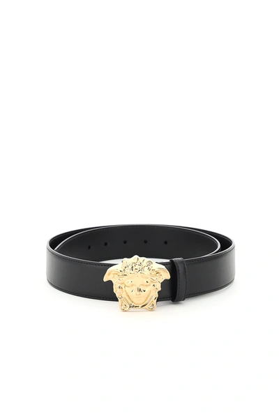Versace Palazzo Leather Belt In Black,gold