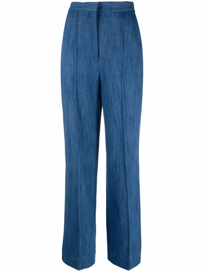 Les Coyotes De Paris High-waisted Straight Trousers In Blue