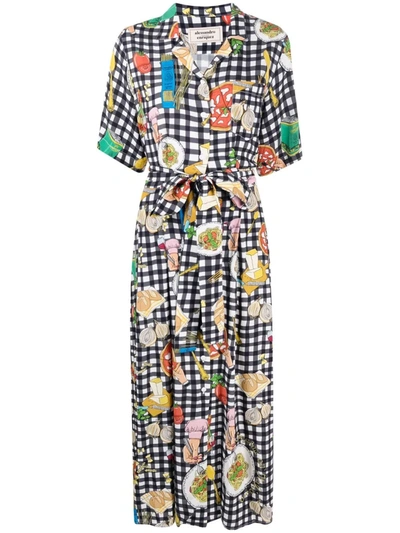 Alessandro Enriquez Checked Food-print Shirt Dress In White