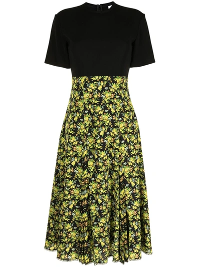 Paul Smith Black And Yellow Floral-print Midi Dress
