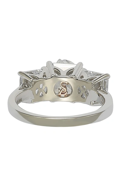Suzy Levian Sterling Silver Emerald-cut 3-stone Cz Bridal Ring In White
