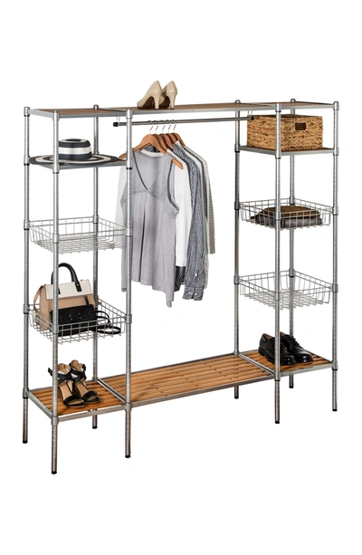 Honey-can-do Freestanding Closet With Garment Bar & Shelves In Silver