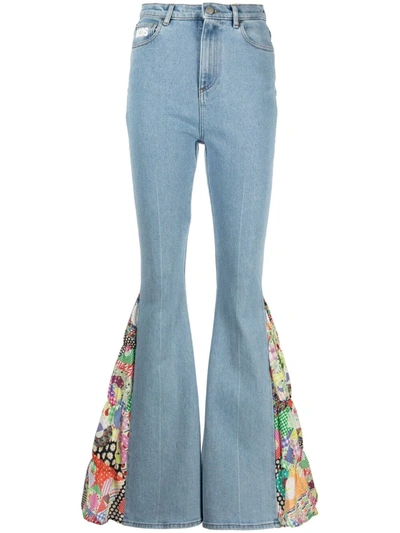 Gcds Light Wash Flared Jeans In Blue