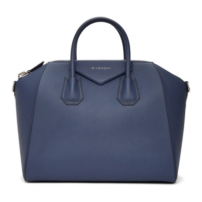 Givenchy Navy Medium Antigona Bag In Blue