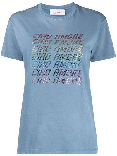 Giada Benincasa Embellished Slogan T-shirt In Grey