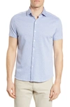 Robert Barakett Willem Stripe Short Sleeve Knit Button-up Shirt In Navy