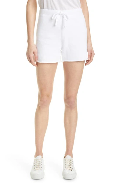 Frank & Eileen Raw Edge Cotton Sweat Shorts In White