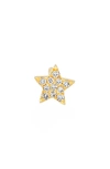 Ef Collection Single Diamond Star Stud Earring In Yellow Gold/ Diamond