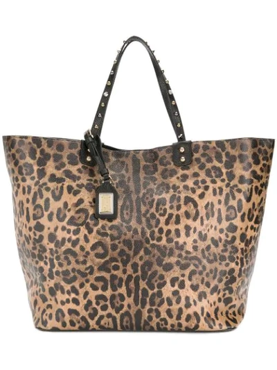 Dolce & Gabbana Brown Leopard Handbag Shopping Tote Borse Beatrice Bag In Animalier