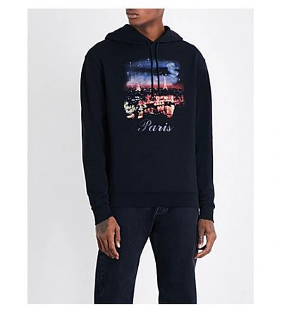 Balenciaga Paris Night Cotton-jersey Hoody In Noir | ModeSens