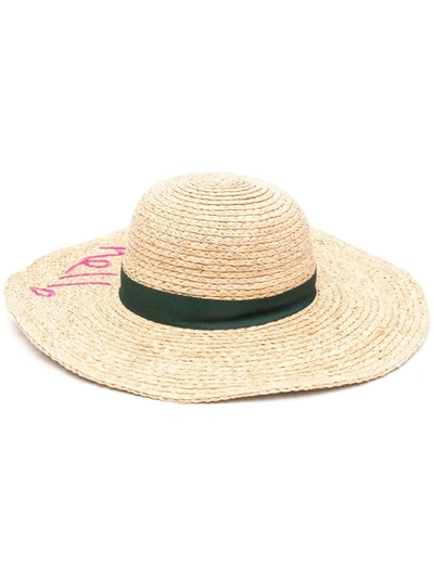 Paul Smith Hello Straw Hat In Orange