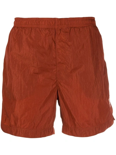 C.p. Company Logo-appliquéd Garment-dyed Mid-length Swim Shorts In Orange