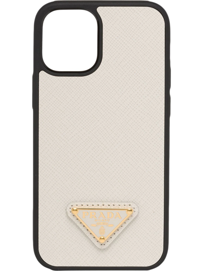 Prada Triangle Logo Iphone 12/12 Pro Case In White