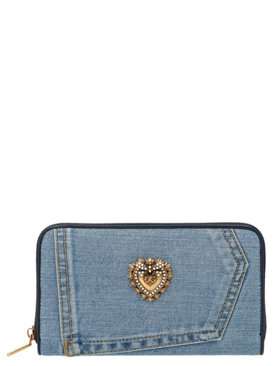 Dolce & Gabbana Devotion Zip-around Wallet In Blue