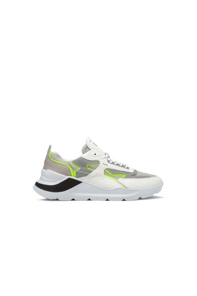 Date D.a.t.e. Fuga Flash Grey Fluo Yellow Trainer In Bianco/giallo