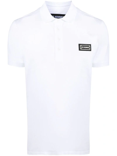 Les Hommes Logo-plaque Cotton Polo Shirt In White