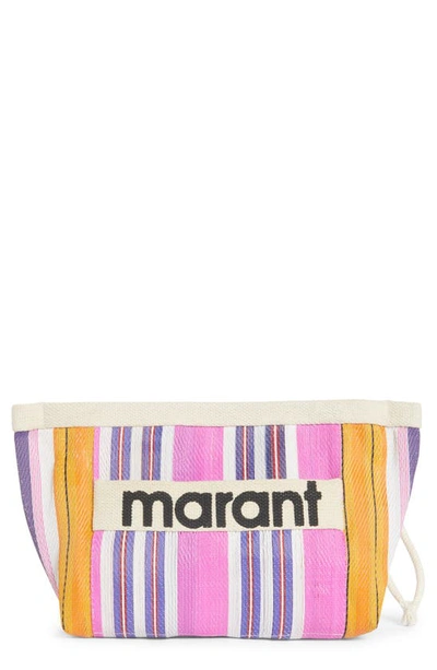 Isabel Marant Powden Stripe Logo Clutch In Multicoloured