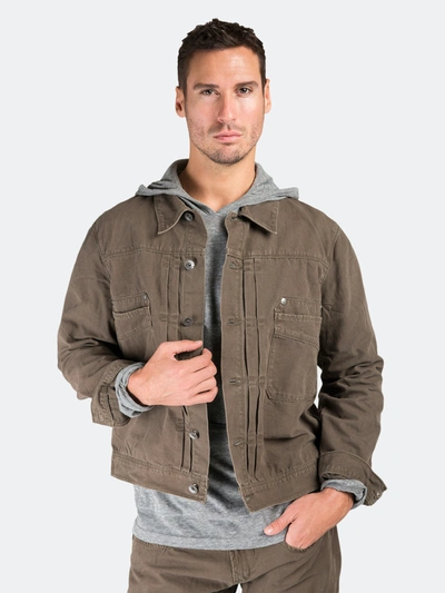 Level 7 Fatigue Heavy Wash Canvas Trucker Jacket 100% Cotton Rugged And Stylish In Brown