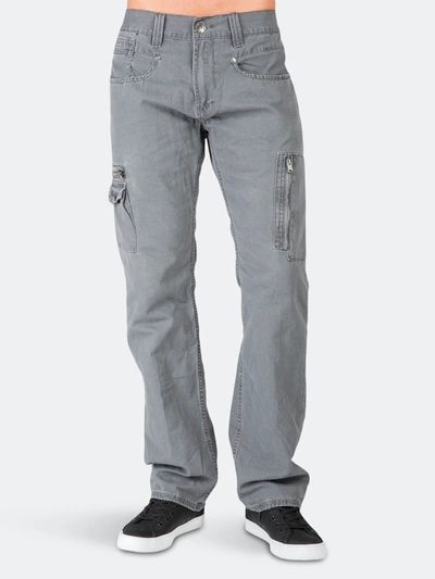 Level 7 Relaxed Straight Gray Canvas Premium Jeans Cargo Zipper Pockets In Black
