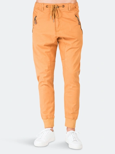 Level 7 Premium Stretch Twill Jogger Pant Drop Crotch Zipper Pockets In Orange