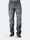 Level 7 Relaxed Straight Premium Jeans Dark Stone Wash Ripped & Repaired In Blue