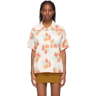 Kenzo Off-white Boxy Coquelicot Short Sleeve Shirt In Multicolour