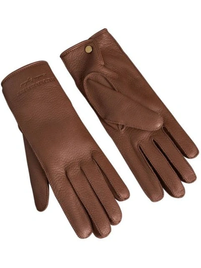Burberry Cashmere Lined Leather Gloves In Brown
