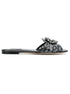 Dolce & Gabbana Bianca Crystal-embellished Lace Sandals In Silver