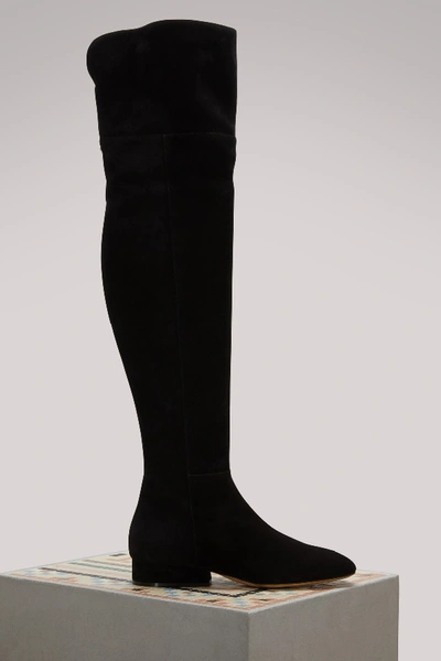 Ferragamo Women's Cremona Suede Over-the-knee Boots In Black