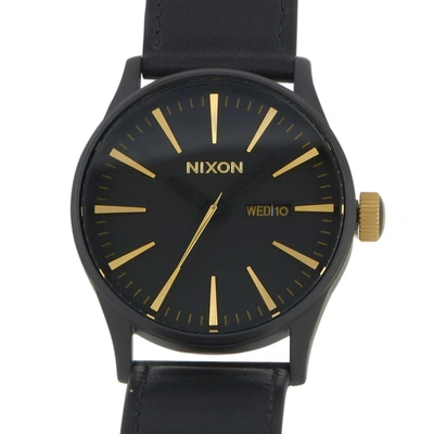 Nixon Sentry Quartz Black Dial Mens Watch A105-1041-00 In Black,gold Tone