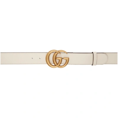 Gucci White Double G Buckle Belt In 9022 White