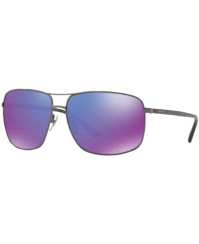 Gucci Sunglasses, Gg0065sk In Gunmetal/blue Mirror