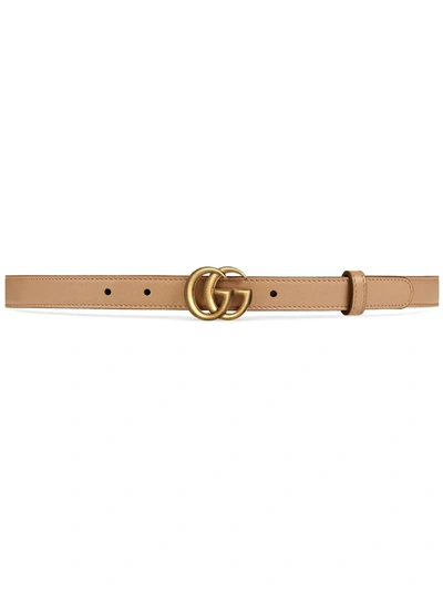 Gucci Reversible Logo-plaque Belt In Nude