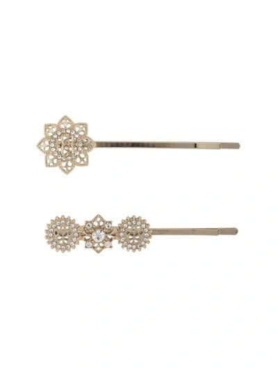 Marchesa Notte Embellished Set Of Hair Pins In Gold