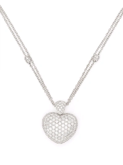 Leo Pizzo 18kt White Gold Diamond Amore Necklace In Silver