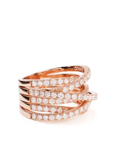 Leo Pizzo 18kt Rose Gold Diamond Waves Ring In Pink