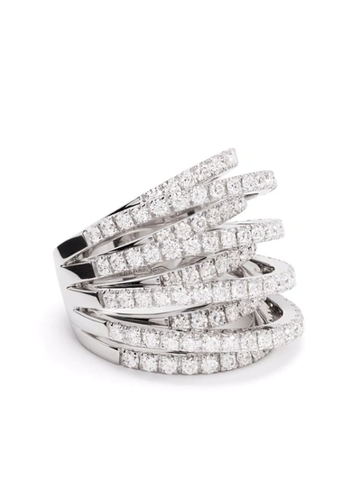Leo Pizzo 18kt White Gold Diamond Waves Ring In Silver
