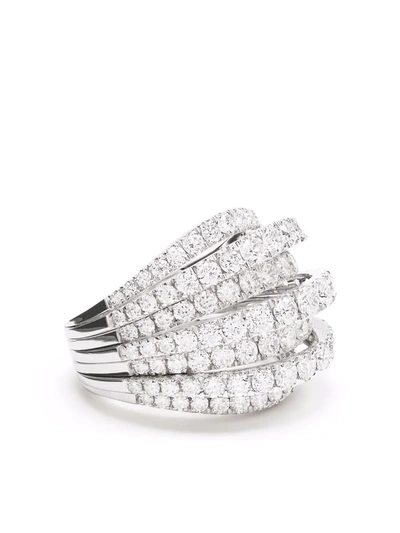 Leo Pizzo 18kt White Gold Diamond Waves Ring In Silver