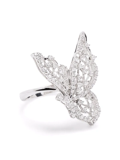 Leo Pizzo 18kt White Gold Light Wings Ring In Silver