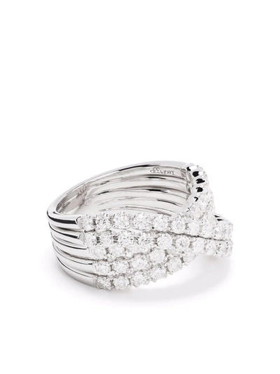 Leo Pizzo 18kt White Gold Diamond Waves Ring In Silver